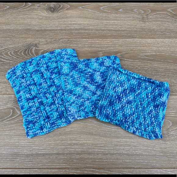 Set of 3 Handmade Multi Blue Shade Dishcloths - Picture 8 of 8